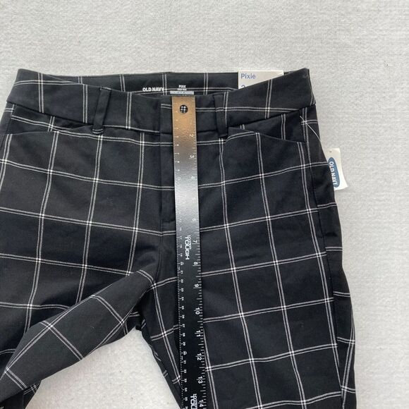 Old Navy Pixie Pants Women's 2 Black Plaid Stretch Fabric Slim Leg Ankle Pants - Picture 7 of 12